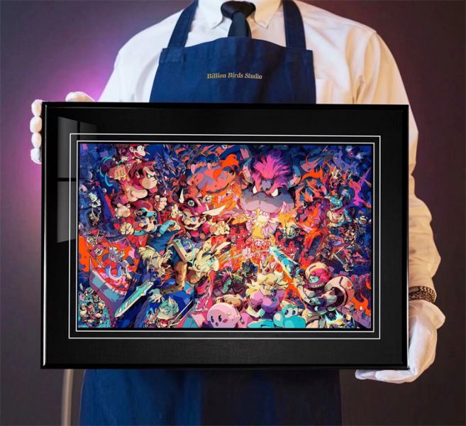 【海外代購】【53CM】千鳥社 馬里奧任天堂皮卡丘星之卡比裝飾畫01 