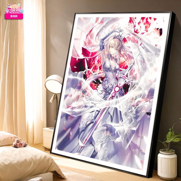【海外代購】阿喵畫社 婚紗 吾王saber 8k超大高清裝飾畫 等身枕 床頭地墊 午睡毛毯 