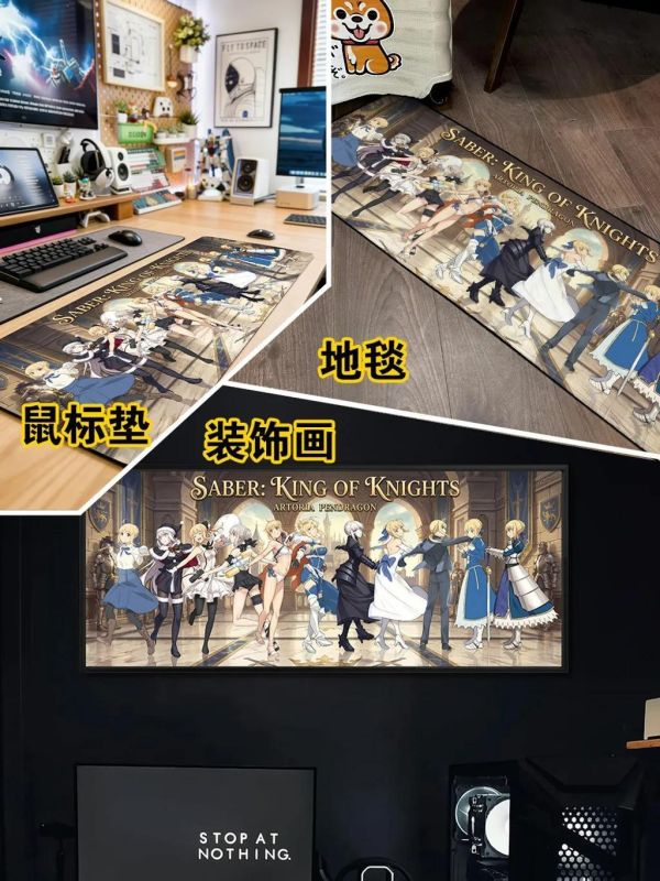 【海外代購】千鳥社《Saber 換裝跳舞》Fate命運之夜換裝全家福地毯鼠標墊裝飾畫 