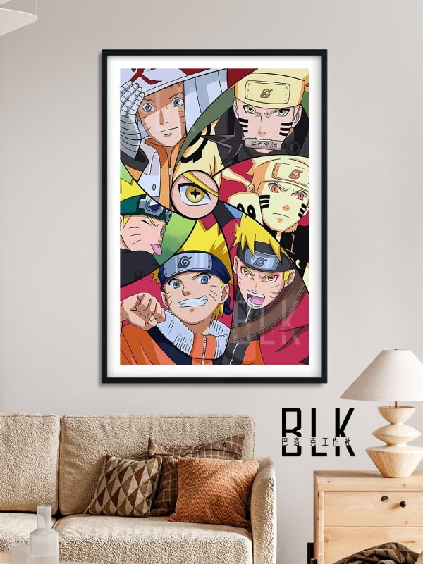 【海外代購】巴洛克 《鳴人成長》宇智波火影忍者漩渦鳴九尾人仙人模式Naruto動漫裝飾畫冰箱貼 