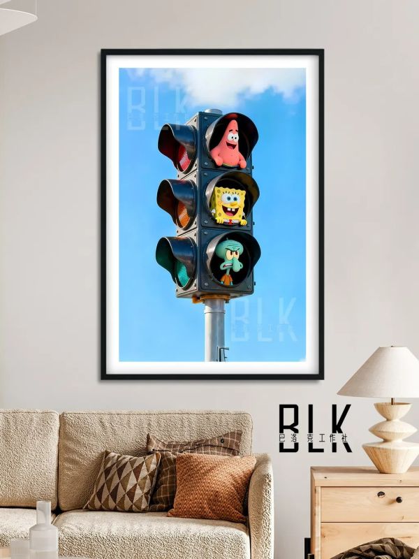 【海外代購】巴洛克《《比奇堡紅綠燈》海綿寶寶派大星裝飾畫冰箱貼 
