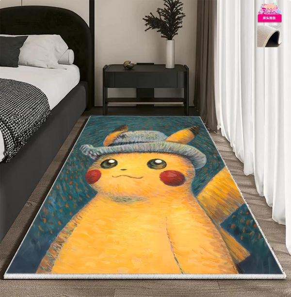 【海外代購】阿喵畫社 梵谷皮卡丘 新品超清八宮格卡磚背景牆 床頭地墊 