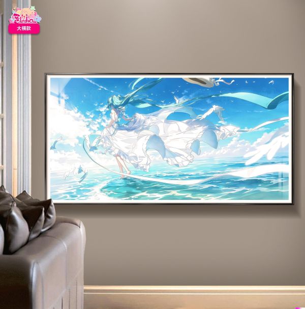 【海外代購】阿喵畫社 風之海 初音未來-大橫款 新品12k主題超清裝飾畫 滑鼠墊  床頭地墊 