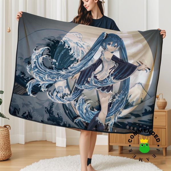 【海外代購】皇呱 《浪繪初音》 初音未來浪繪初音浮世繪同人周邊裝飾畫 午睡毯  地毯 