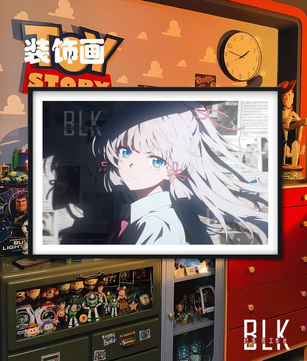 【海外代購】巴洛克 《港風神裡綾華》原神白鷺霜華白鷺公主雪中刀Kamisato Ayaka裝飾畫冰箱貼 