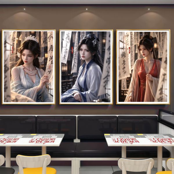【海外代購】阿喵畫社 凡人經典女神側顏​​三聯 新品12K主題高清裝飾畫 
