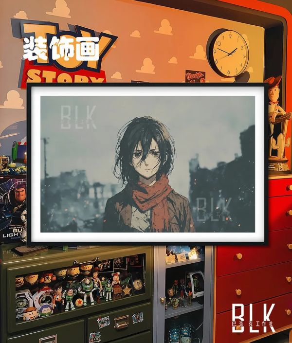 【海外代購】巴洛克《雨中三笠》進擊的巨人裝飾畫冰箱貼 