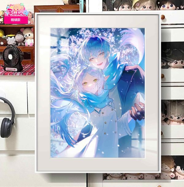 【海外代購】阿喵畫社 芙莉蓮與辛美爾 展館級8k超清精裱畫 牆面掛毯 冰箱貼 