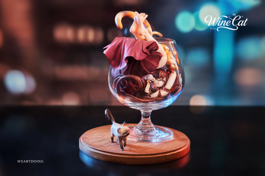 【預定】WeArtDoing WAD 杯中猫女-银月 & 绯夜 Wine Cat-Blue & Red 