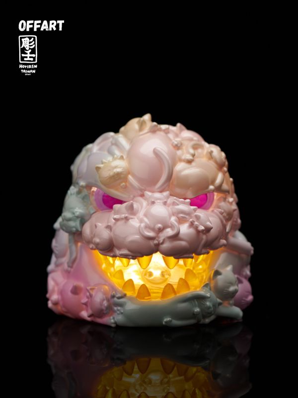 【預定】OFFART 彫壬 百貓紅蓮 Mini迷你招財頭雕 - 甜蜜糖霜版 