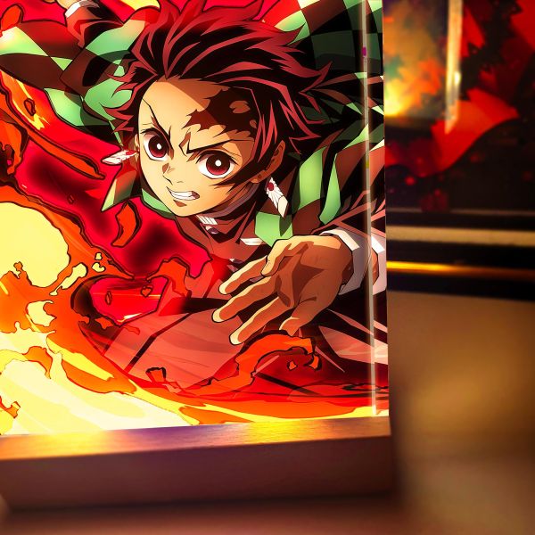 【海外代購】阿喵畫社 壹之型 圓舞炭治郎 鬼滅之刃大號特效發光手辦架展示磚 