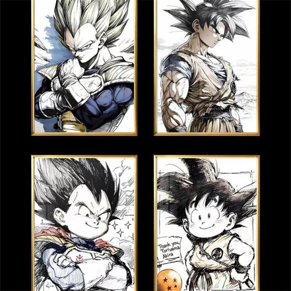 【海外代購】千鳥社 七龍珠貝吉塔鳥山明賽亞人手稿裝飾畫 