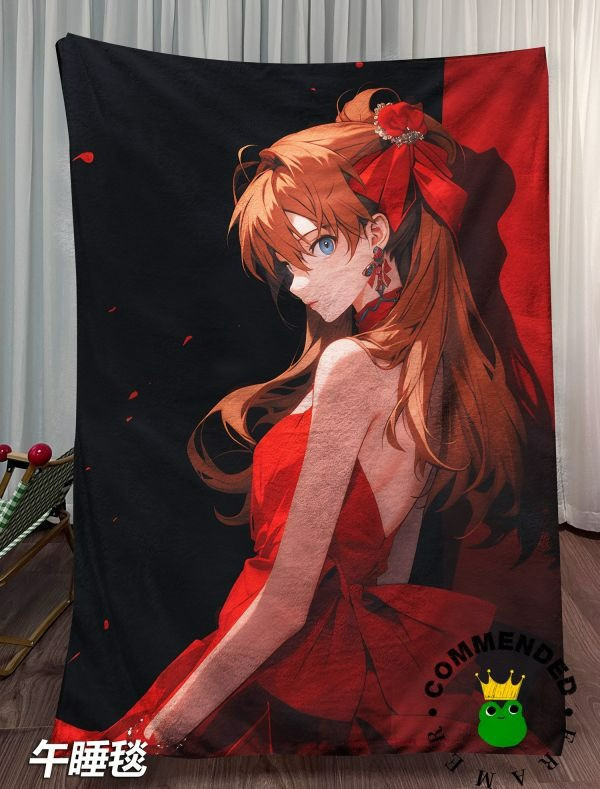 【海外代購】皇呱《黑紅明日香》新世紀福音戰士EVA獨照裝飾畫 午睡毯  地毯 