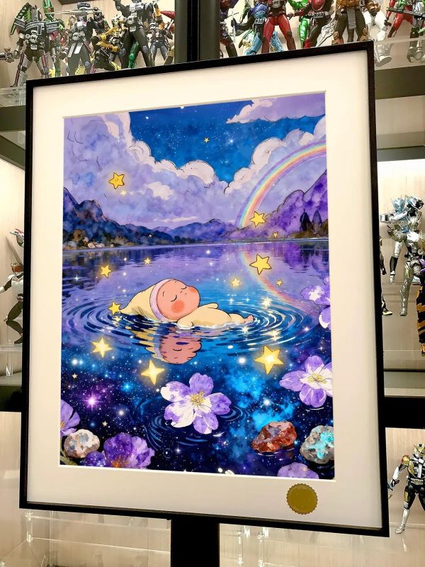 【海外代購】星空《彩虹星星人》茉莉泡泡瑪特潮流藝術版畫裝飾畫 