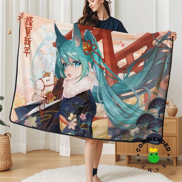 【海外代購】皇呱 《初音未來謹賀新年》恭賀新年裝飾畫 午睡毯 地毯 