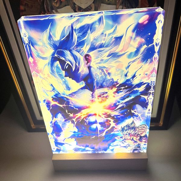 【海外代購】阿喵畫社 超藍孫悟空發光 1.9cm發光手辦架展示磚 