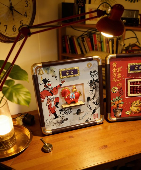 【海外代購】千鳥社 《算盤與福馬》馬年春節算盤招財財神福祿新年禮物孫悟空轉運裝飾畫 