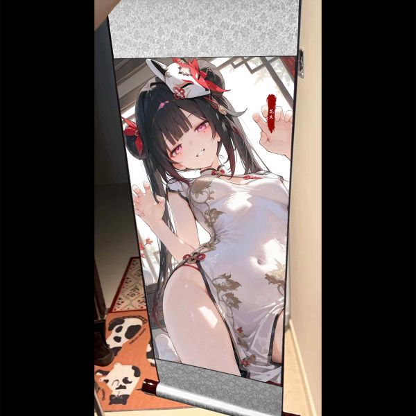 【海外代購】阿喵畫社 花火 高配國風捲軸錦緞高清精裱畫 