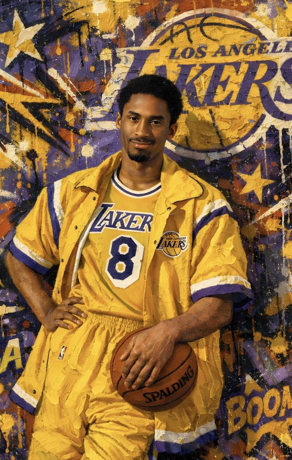 【海外代購】H2 《爆炸頭科比》黑曼巴NBA科比布萊恩湖人隊裝飾畫 