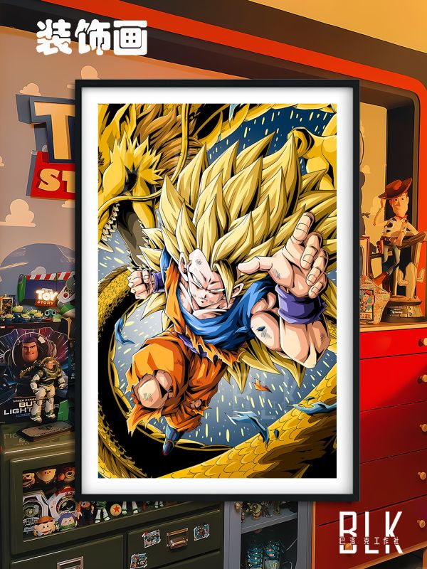 【海外代購】巴洛克 《金色悟空》七龍珠超級賽亞人Dragon Ball卡卡洛特布瑪克林動漫裝飾畫冰箱貼 