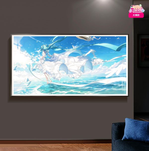【海外代購】阿喵畫社 風之海 初音未來-大橫款 新品12k主題超清裝飾畫 滑鼠墊  床頭地墊 