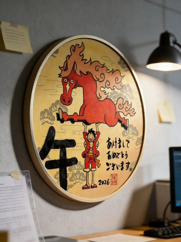 【海外代購】千鳥社 《魯夫 馬年 裝飾畫》海賊王草帽團尾田榮一郎裝飾畫 