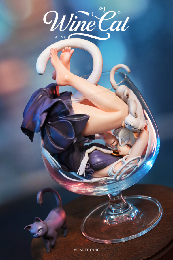 【預定】WeArtDoing WAD 杯中猫女-银月 & 绯夜 Wine Cat-Blue & Red 