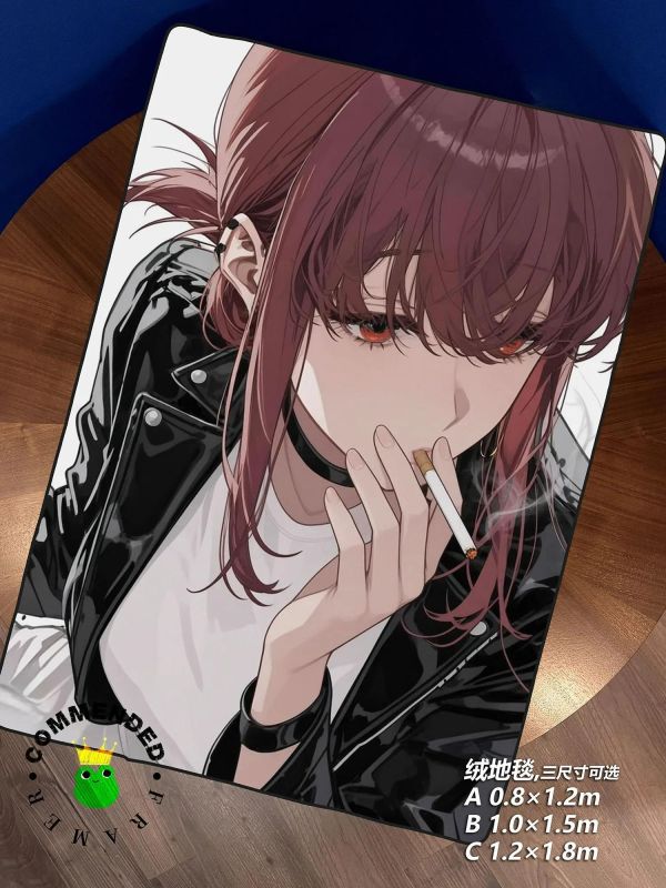 【海外代購】皇呱 《紅瞳與輕煙》在超市後門吸菸的二人裝飾畫 午睡毯 地毯 
