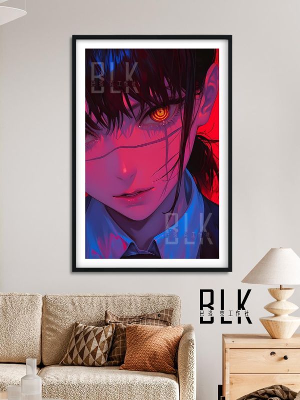 【海外代購】巴洛克《炫彩三鷹》電鋸人瑪奇瑪帕瓦蕾塞鏈鋸人電次早川秋動漫裝飾畫冰箱貼 