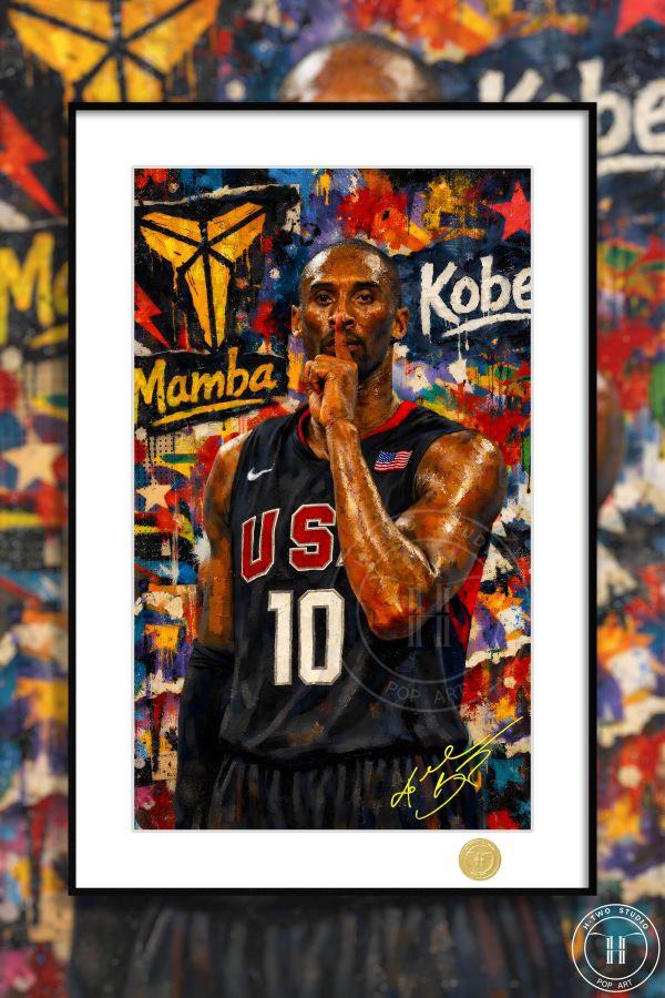 【海外代購】H2 《奧運科比》黑曼巴NBA科比布萊恩小飛俠美國夢幻隊裝飾畫 