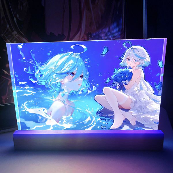 【海外代購】阿喵畫社 深海 芙寧娜發光透明卡磚 1.9cm發光手辦架展示磚 