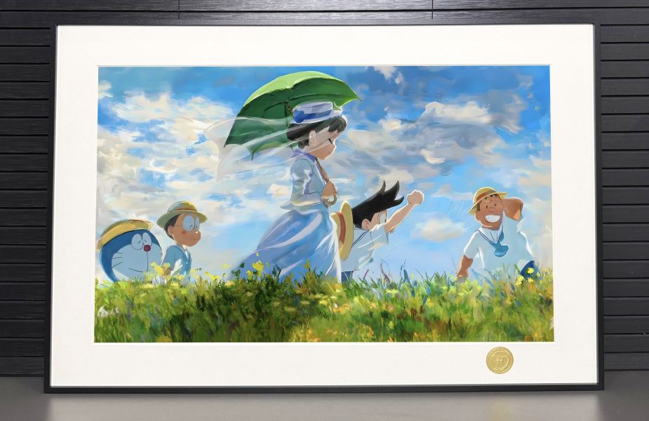 【海外代購】H2 《哆啦A夢撐陽傘的女人》靜香大雄胖虎小夫小叮噹動漫裝飾畫 