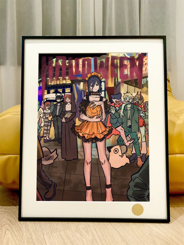 【海外代購】星空 《萬聖蕾塞》電鋸人reze鏈鋸人蕾塞篇Chainsaw Man電次瑪奇瑪帕瓦動畫裝飾畫