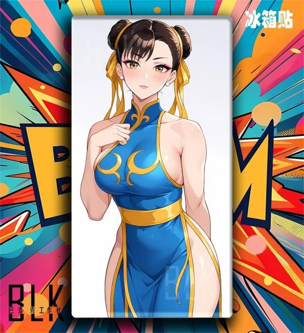 【海外代購】巴洛克《羞澀春麗》街頭霸王裝飾畫冰箱貼 