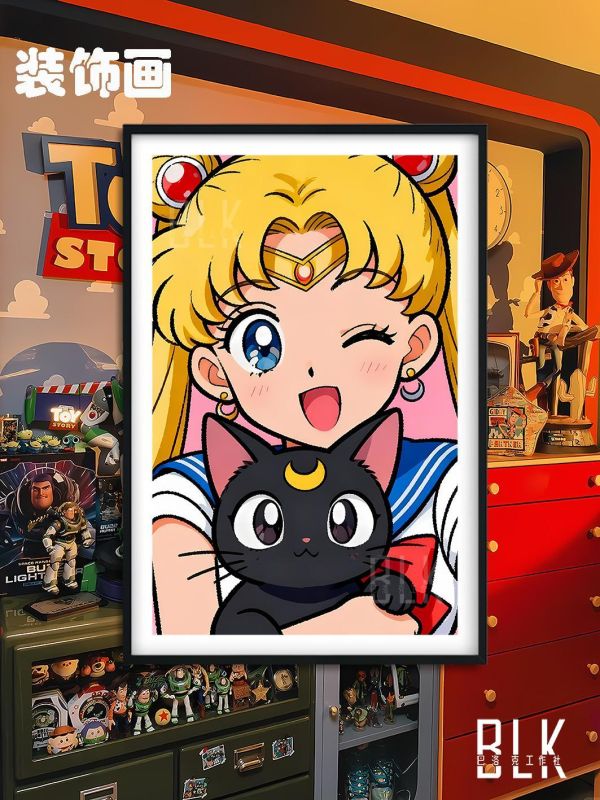 【海外代購】巴洛克 《貓咪月野兔》Sailor Moon美少女戰士水兵月月野兔倩妮迪公主動漫裝飾畫冰箱貼 