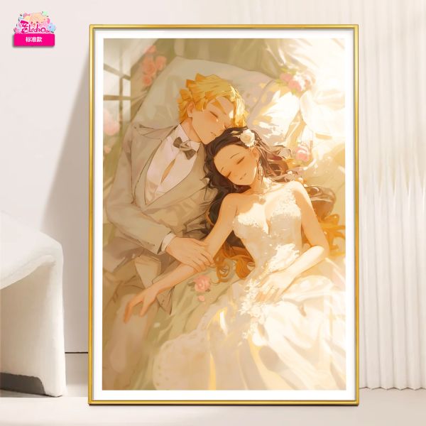 【海外代購】阿喵畫社 鬼滅之刃 婚紗 善逸祢豆子 8k超大高清裝飾畫 