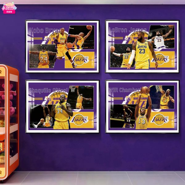 【海外代購】阿喵畫社 洛杉磯湖人隊背景牆四宮格 8k主題高清裝飾畫 