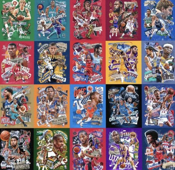 【海外代購】H2 《NBA球隊合集》科比喬丹詹姆斯庫里歐文哈登威少裝飾畫 