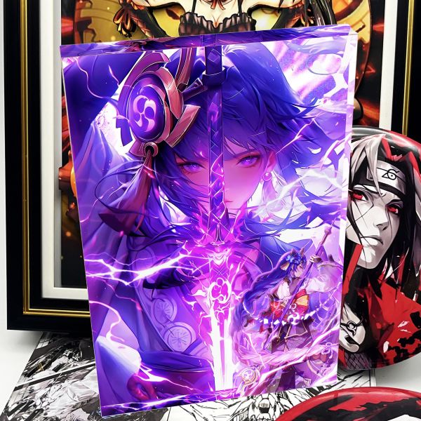 【海外代購】阿喵畫社 雷電將軍立體卡磚 1.9cm厚大號雙層透明收藏裝飾磚 