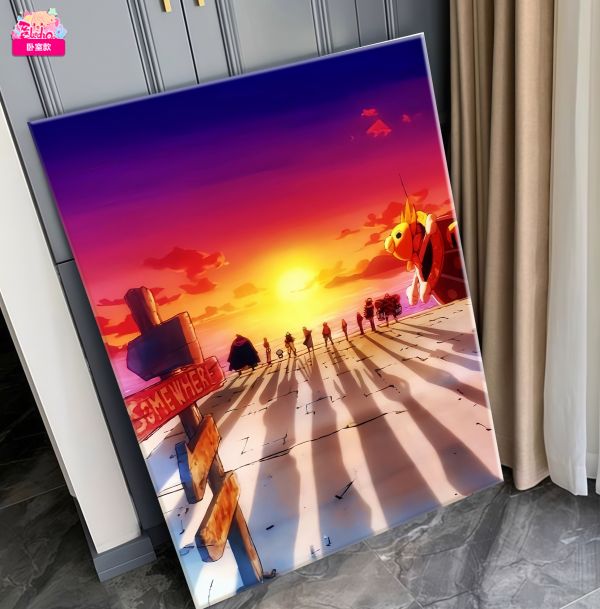 【海外代購】阿喵畫社 草帽團經典晚霞背景 無框畫氛圍超大裝飾畫 書桌掛毯 