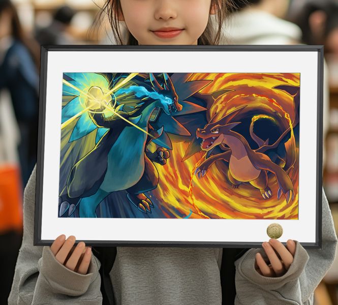 【海外代購】皇呱 《噴火龍mage進化》寶可夢 X·Y空中霸主超噴火龍mage X·Y進化週邊裝飾畫 