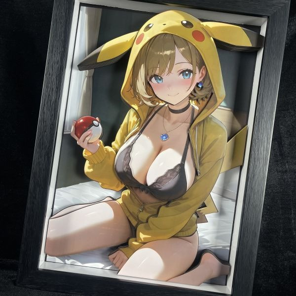 【海外代購】黑白畫映 B&W Pikachu Girls 系列第九彈 莎莉娜 立體裝飾畫 