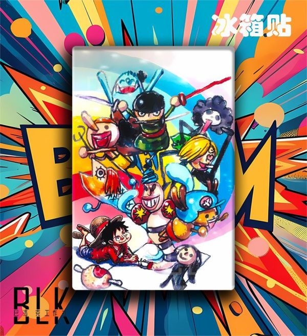 【海外代購】巴洛克《畫師魯夫》魯夫娜美羅賓索隆山治喬巴海賊王onepiece裝飾冰箱貼 