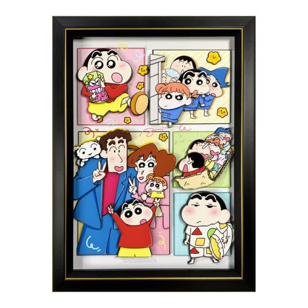 【海外代購】萌萌匠 蠟筆小新 野原一家 小葵 3D立體裝飾畫 