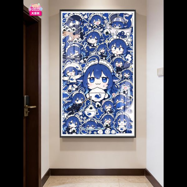 【海外代購】阿喵畫社 藍色大肥魚滿牆大頭 新品12K主題超清裝飾畫 床頭地墊 