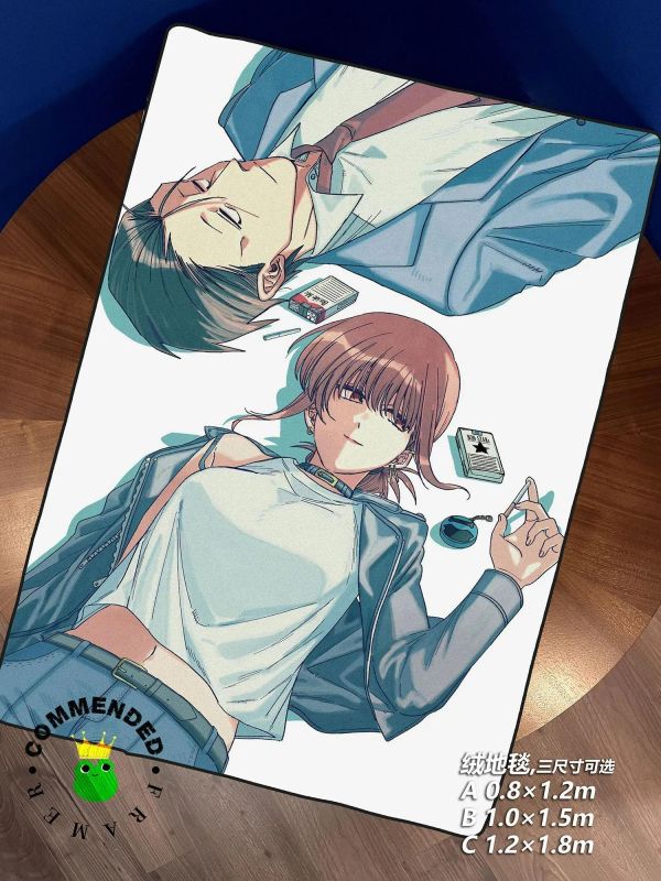 【海外代購】皇呱 《佐佐木田山cp》在超市後門吸菸的二人裝飾畫午睡毯 地毯 