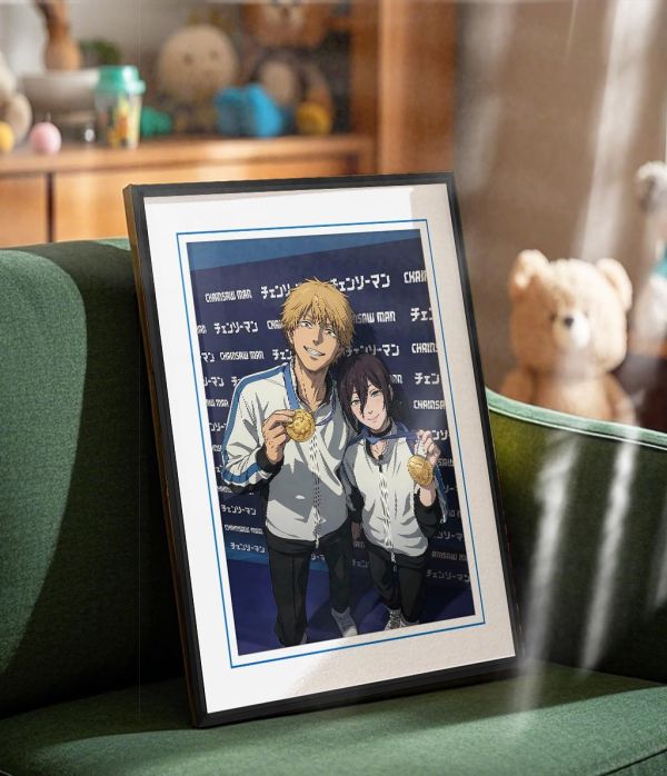 【海外代購】千鳥社 《冠軍 電次與蕾塞》 電次蕾塞鏈鋸人花式滑冰冠軍午睡毯地毯裝飾畫 