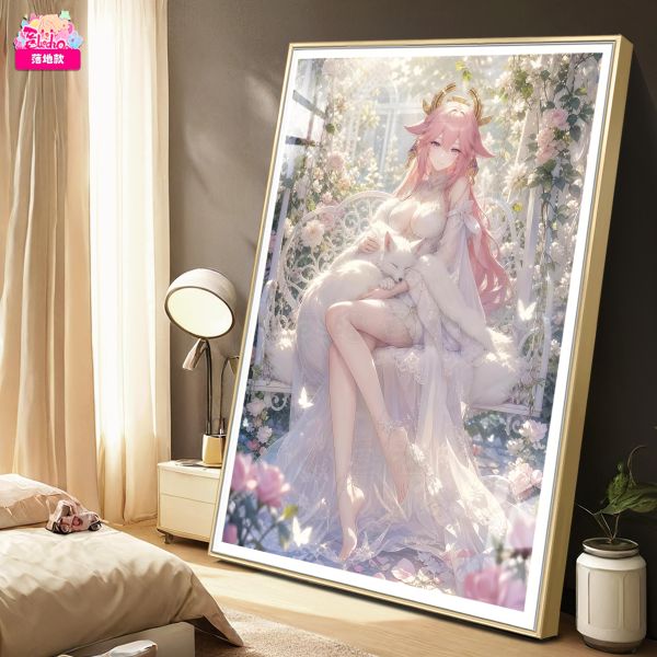【海外代購】阿喵畫社 玫瑰後花園 八重神子 新品12K主題超清裝飾畫 床頭地墊 冰箱貼 