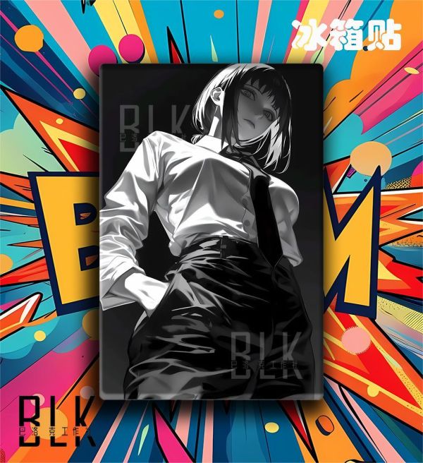 【海外代購】巴洛克 《暗黑瑪奇瑪》Chainsaw Man鏈鋸人Makima蕾塞篇電次帕瓦動畫裝飾畫冰箱貼 