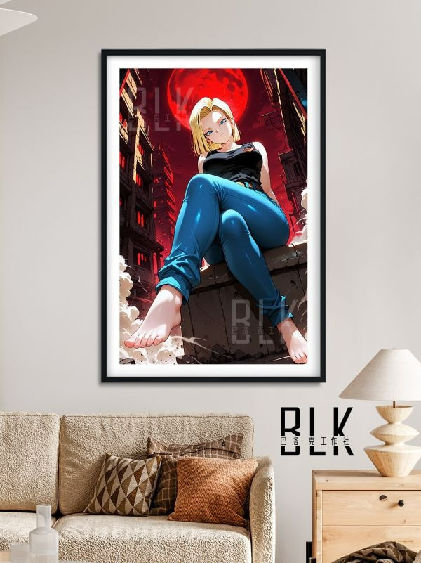 【海外代購】巴洛克 《月下18號》拉姿麗lazuli七龍珠人造人裝飾畫冰箱貼 